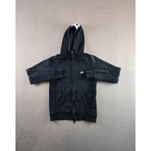 Nike SB Everett Hoodie Mens S Black Full Zip Sweatshirt Distressed French Terry